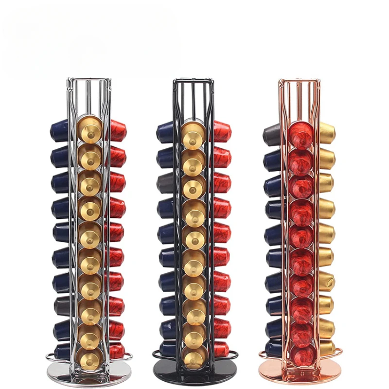 Coffee Equipment Rack - コーヒーカプセル用回転ラック,ネスプレッソコーヒーポッド用ホルダー,コーヒーカプセルスタンド,整理用収納棚,40ポッド,1個