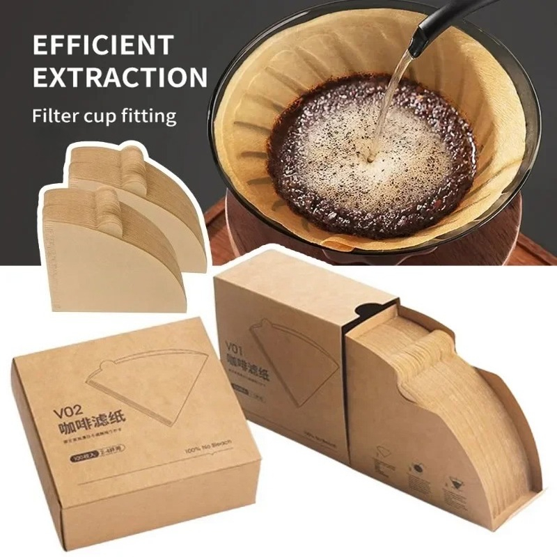 Coffee Equipment Machine - ウッドパルプ02コーンフィルター ポアオーバー 2～4カップ用 ナチュラルドリップコーヒーペーパーフィルター メーカーアクセサリー