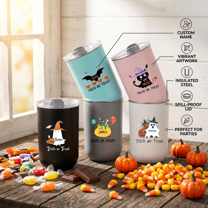 パーソナライズされたキュートなハロウィン旅行用カップ、カスタ - Coffee Equipment Names のレビューと価格