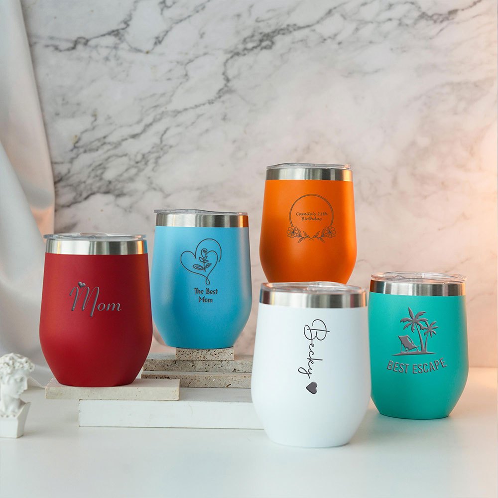 カスタムネーム入りハート型ステンレススチールワインタンブラー - Coffee Equipment Names のレビューと価格
