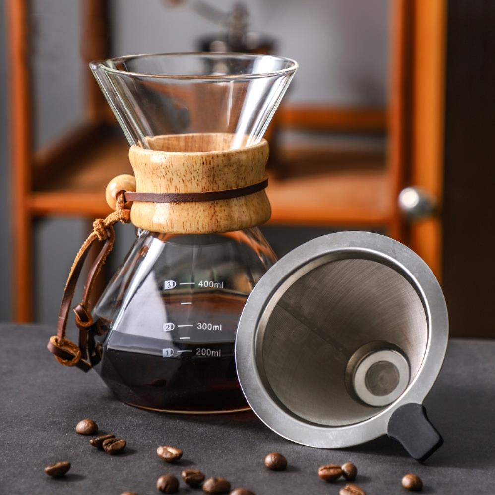 ガラス製コーヒーポット、ステンレスフィルター付きドリップ式ホ - Coffee Equipment Pour Over のレビューと価格