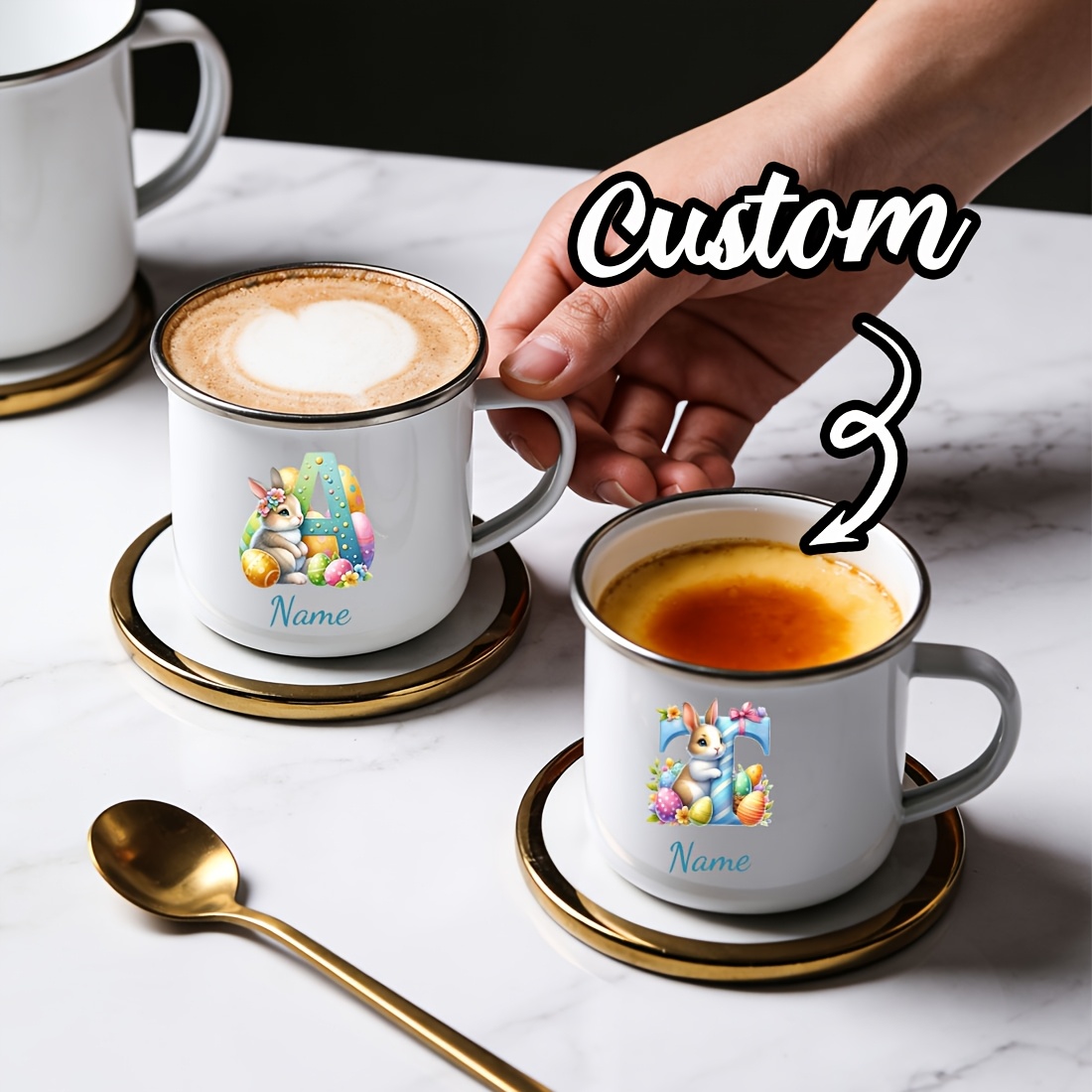パーソナライズされたマグカップ花柄イニシャルレターネームカッ - Coffee Equipment Names のレビューと価格