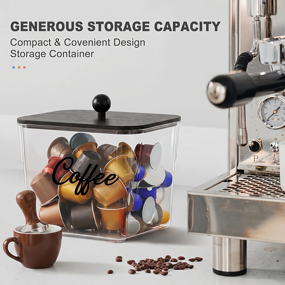 蓋付きコーヒーポッドホルダー プラスチック製収納ボックス K - Coffee Equipment Rack のレビューと価格