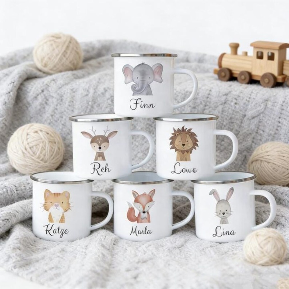 カスタム動物柄名入れコーヒーカップ、子供用パーソナライズカッ - Coffee Equipment Names のレビューと価格