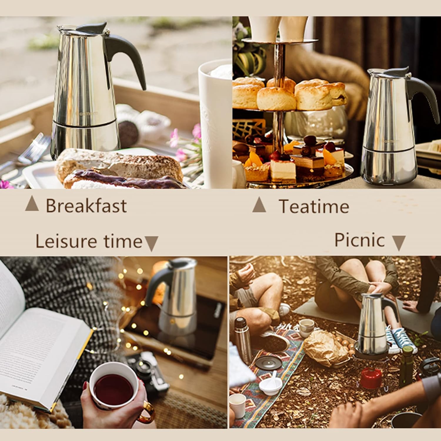 4/6/9カップモカポットカフェマシンエスプレッソカップコー - Coffee Equipment Machine のレビューと価格