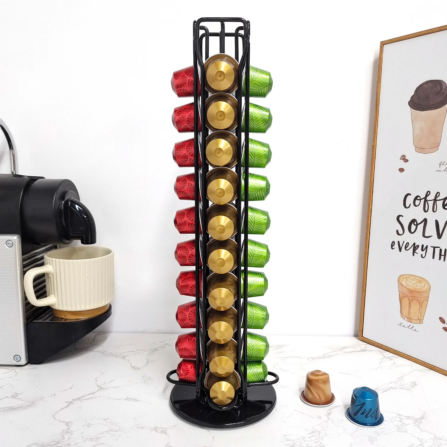 コーヒーカプセル用回転ラック,ネスプレッソコーヒーポッド用ホ - Coffee Equipment Rack のレビューと価格