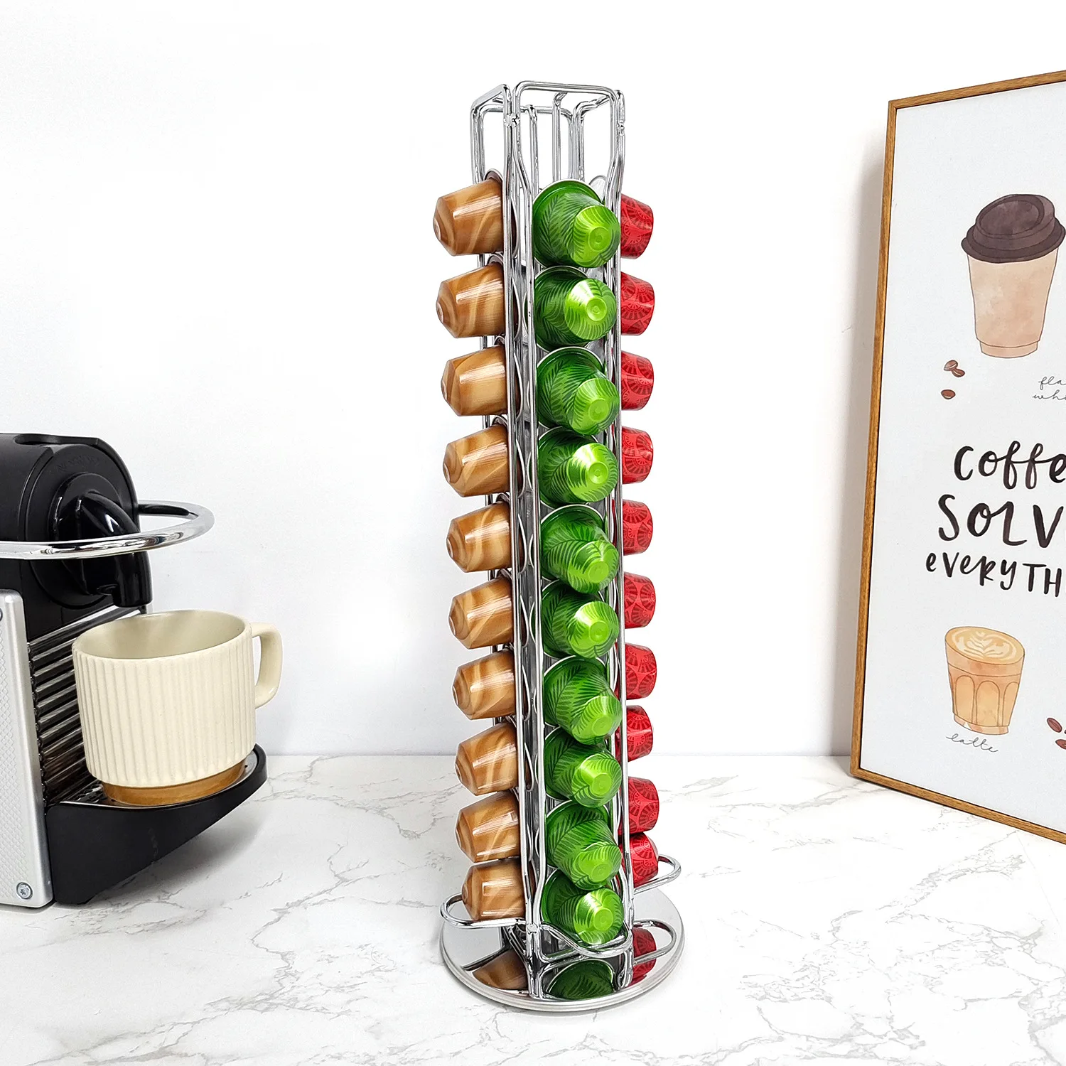 コーヒーカプセル用回転ラック,ネスプレッソコーヒーポッド用ホ - Coffee Equipment Rack のレビューと価格