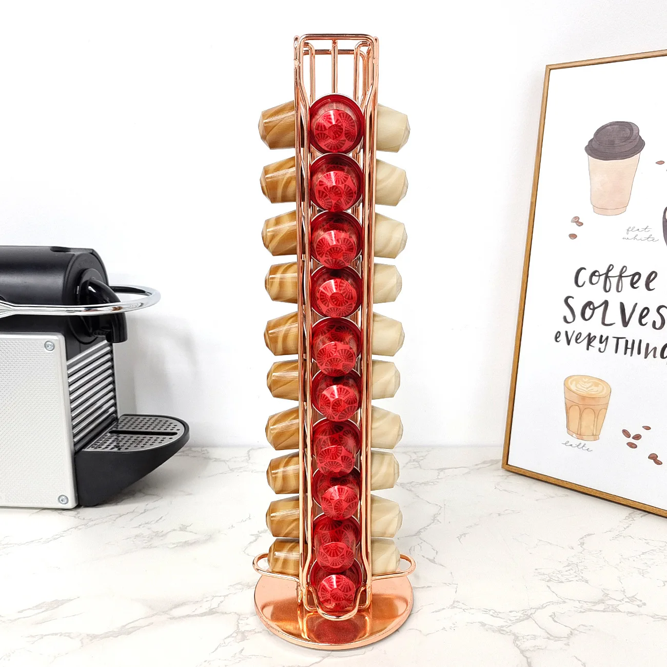 コーヒーカプセル用回転ラック,ネスプレッソコーヒーポッド用ホ - Coffee Equipment Rack のレビューと価格