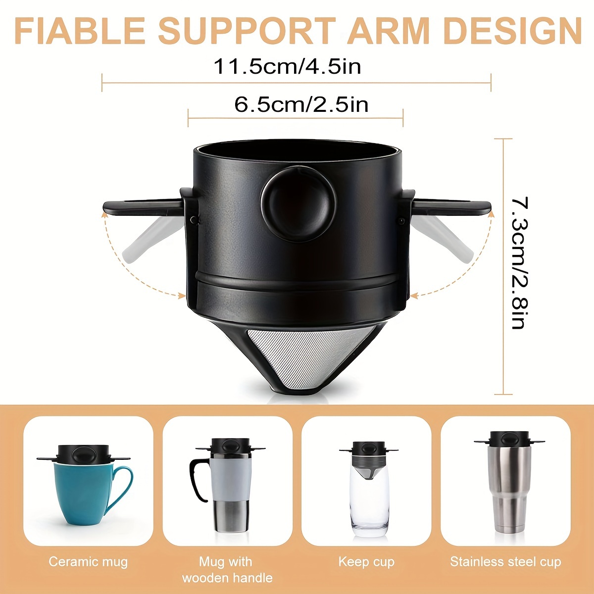 ポータブルコーヒーフィルターカップ、再利用可能なコーヒーメー - Coffee Equipment Pour Over のレビューと価格